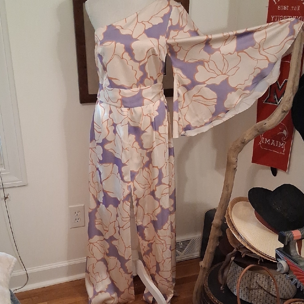 Alexis One-Shoulder Maxi Dress in Purple and Cream